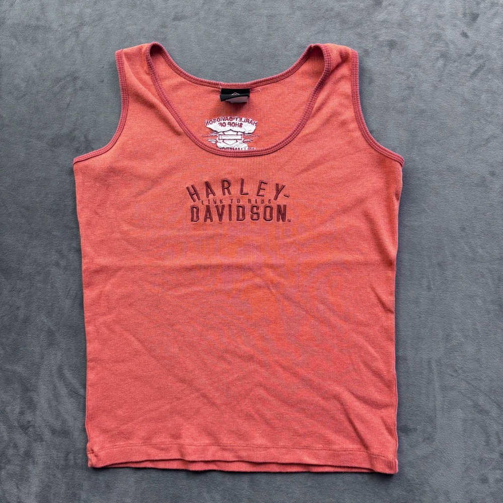 Harley Davidson Live to Ride Ribbed Tank Top Orange Williamsport MD Size L